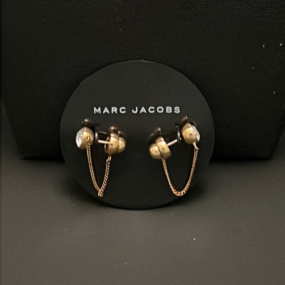 *NWT* Marc Jacobs Rhinestone Post & Chain Earrings - Picture 1 of 5